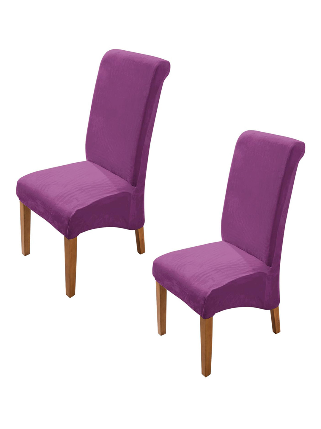 HOKIPO Purple 2 Piece Velvet Long Black Chair Covers