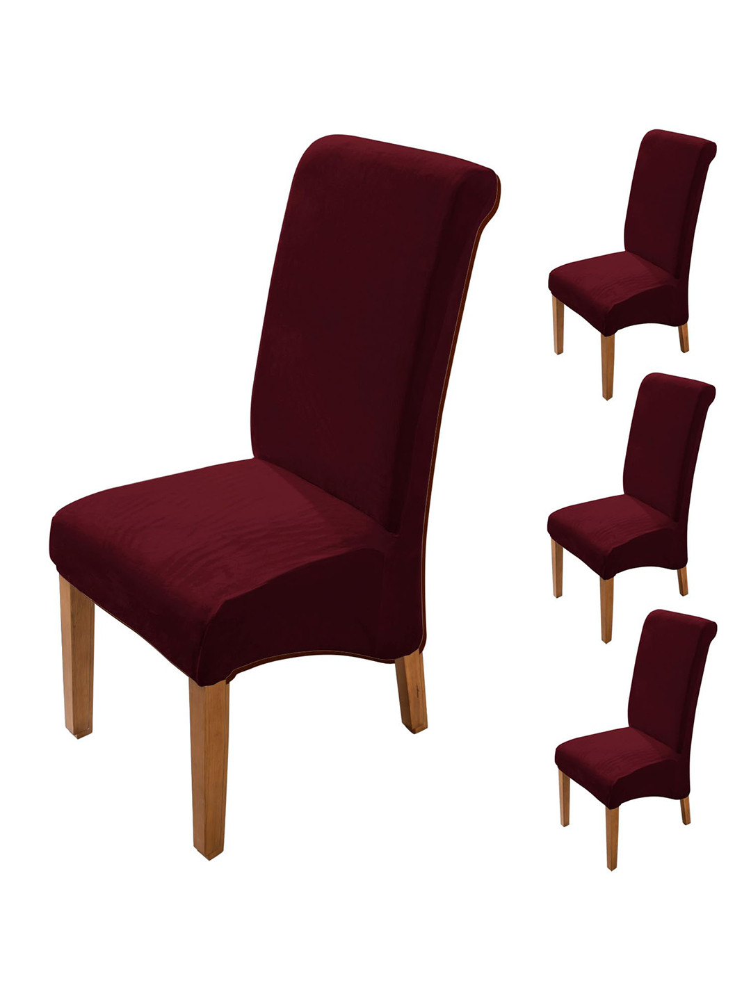 HOKIPO Burgundy 4 Pieces Long Back Chair Covers
