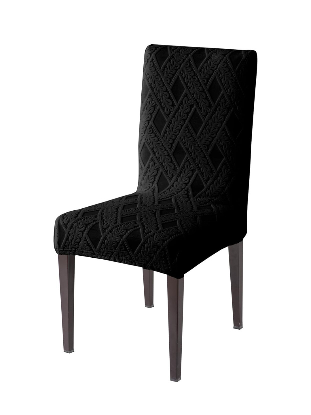HOKIPO Black Jacquard Patterned Chair Cover