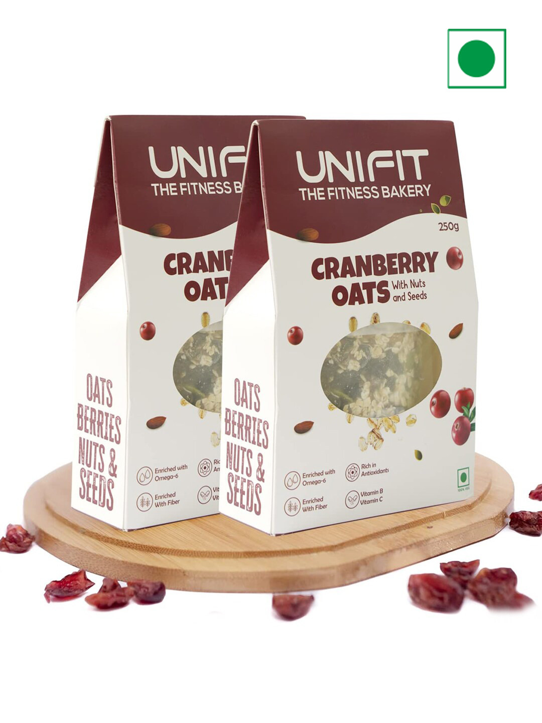 UNIFIT Pack of 2 Cranberry Oats-250 g Each