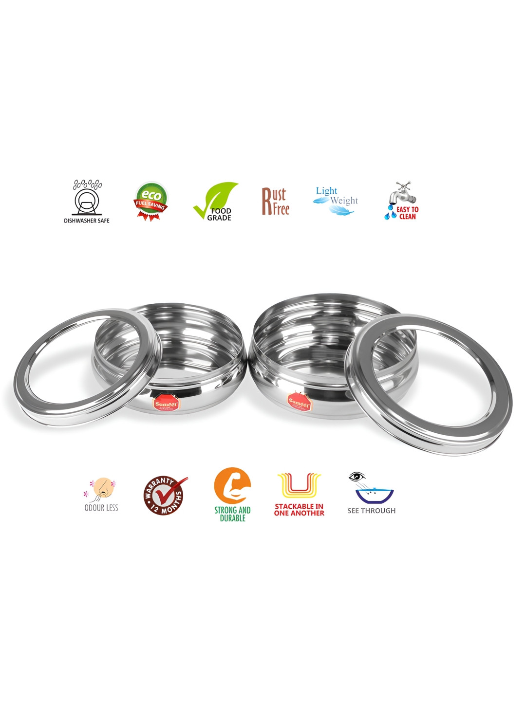 Sumeet Silver Toned Stainless Steel Canisters