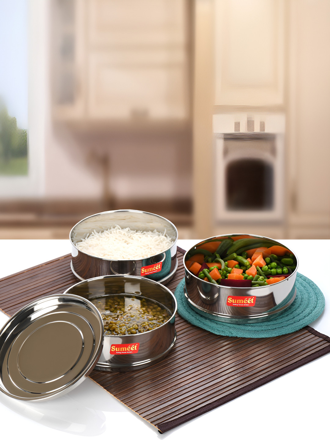 Sumeet Deep Stackable Silver Stainless Steel Stackable Magnetic Canister-1.85L