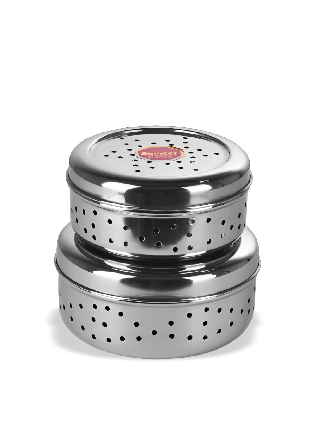 Sumeet Hole Puri Dabba Silver Stainless Steel Dishwasher Safe Magnetic Canister
