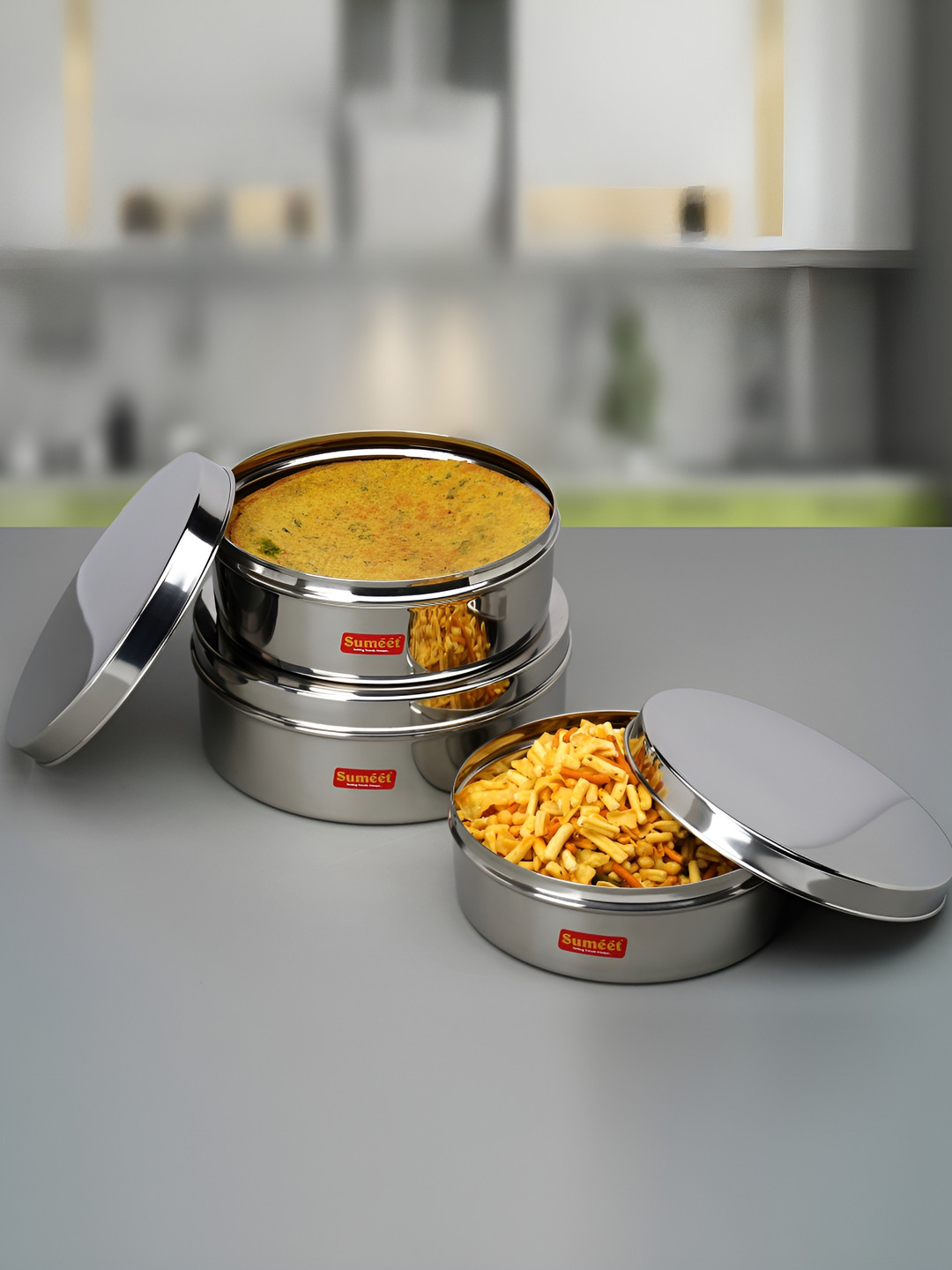 Sumeet 3 Pieces Stainless Steel Dishwasher Safe Fashion Storage Containers