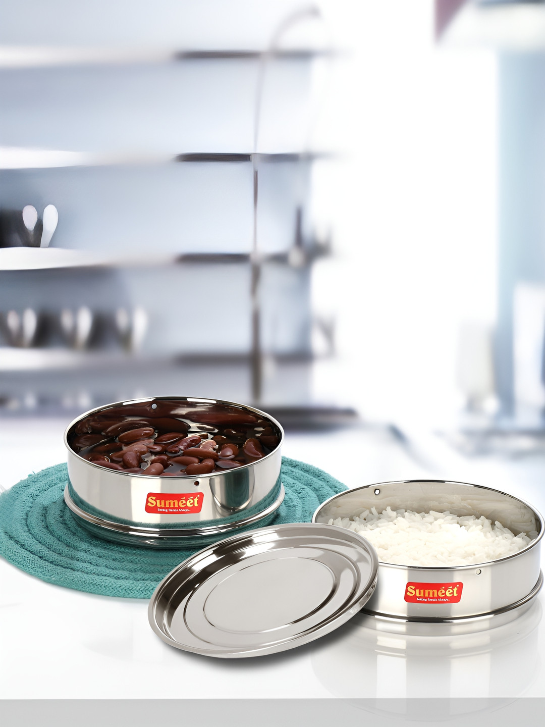 Sumeet Silver Toned Stainless Steel  Container