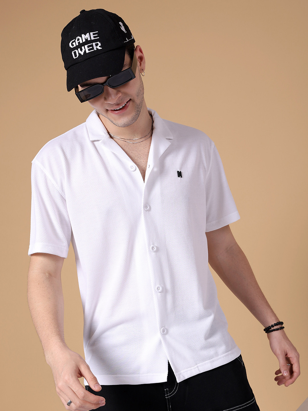 The Indian Garage Co Oversized Textured Casual Shirt