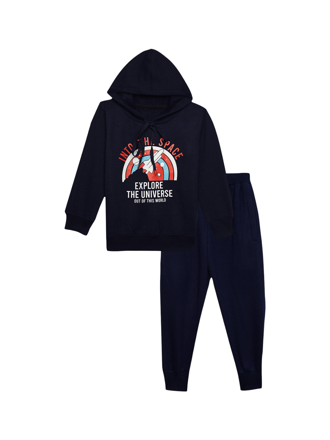 MACK JONNEY Kids Graphic Printed Hooded Cotton Fleece T-Shirt With Joggers