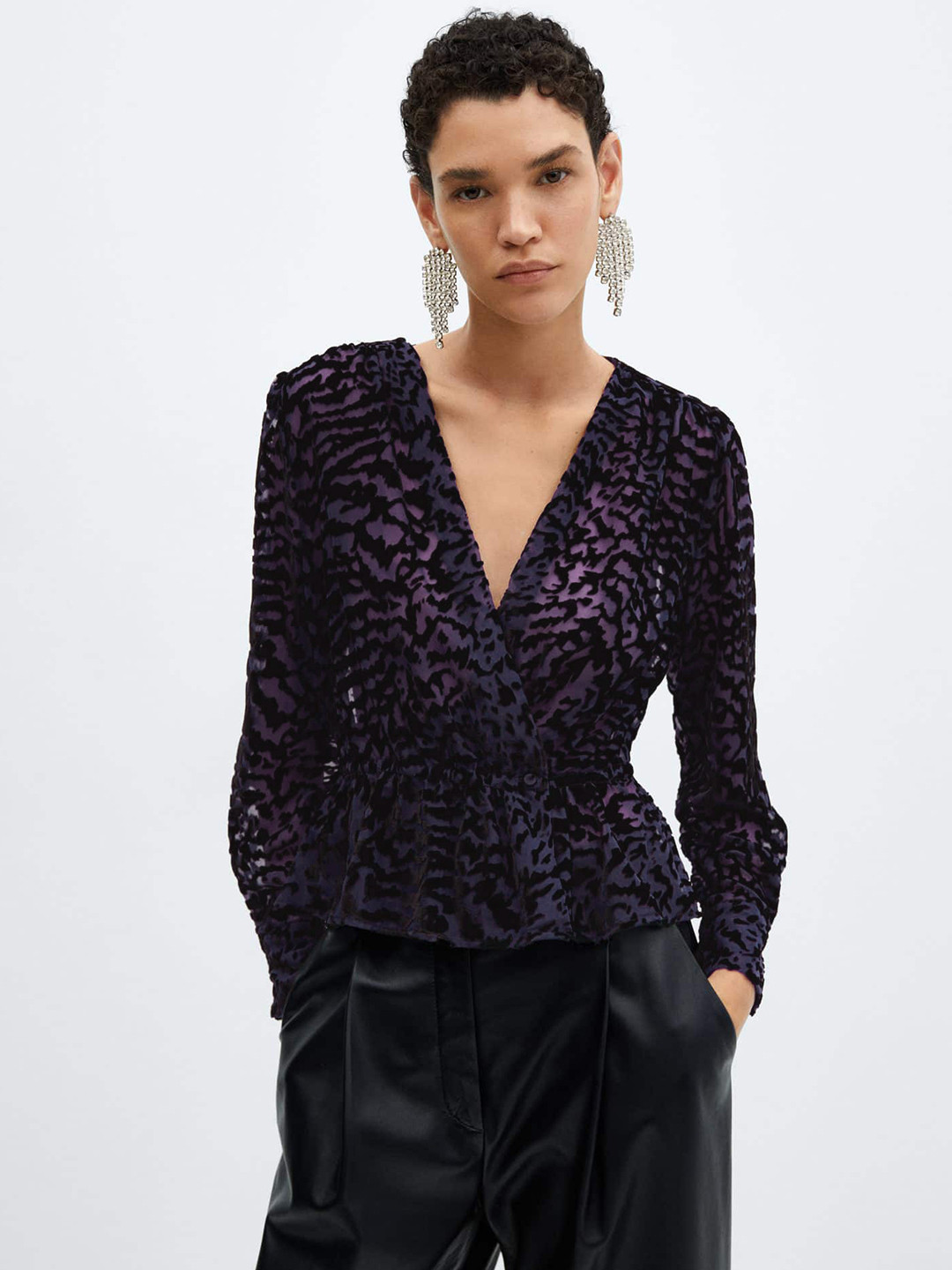 MANGO Animal Print Empire Top