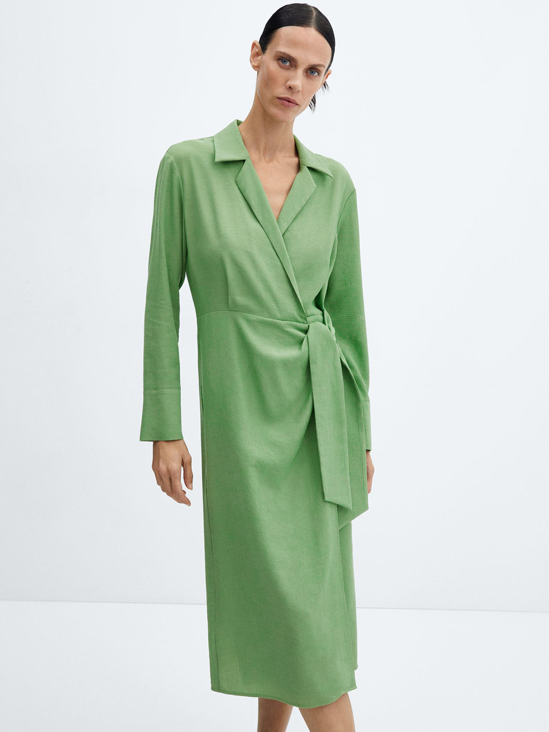 MANGO Midi Shirt Style Wrap Dress