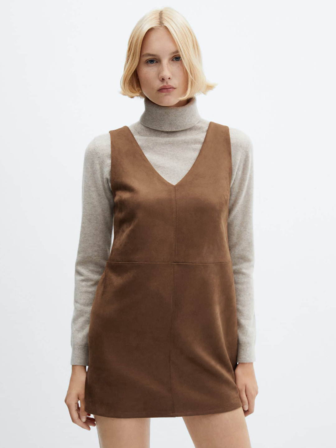 MANGO Mini A-Line Suede Dress