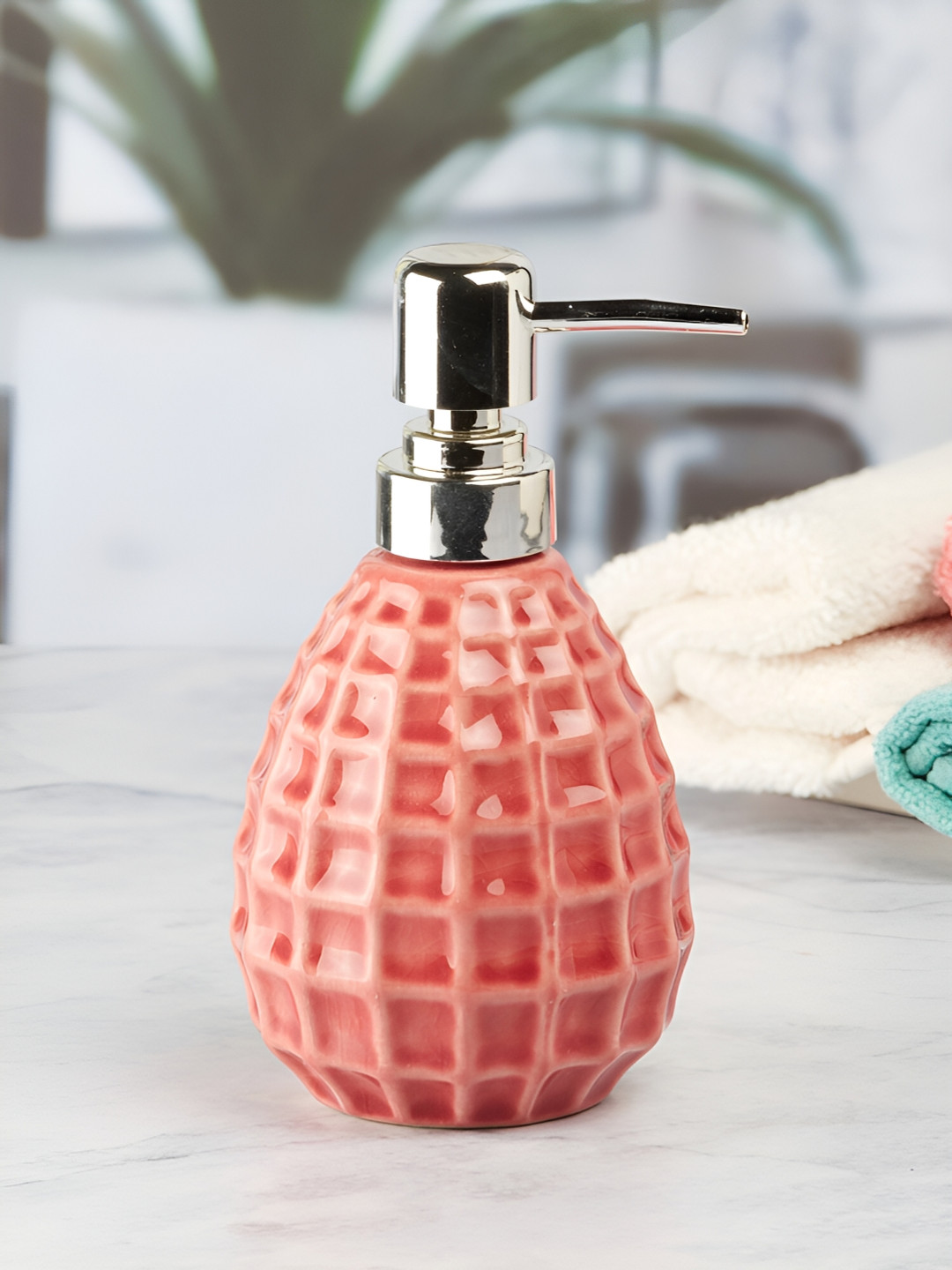 Kookee Orange Geometric Ceramic Soap Dispenser