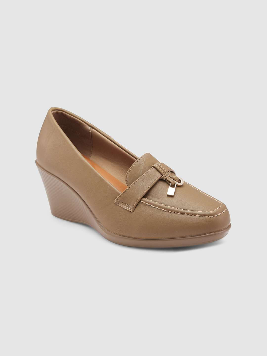 Sole To Soul Embellished Round Toe Work Wedges Pumps