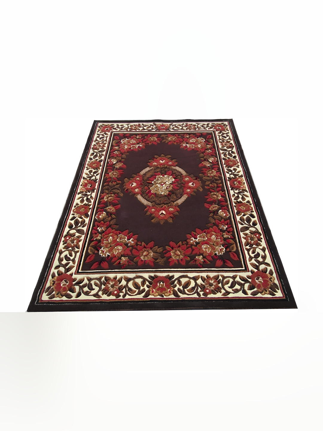 SANA CARPET Red & Cream Ethnic Motifs Cotton Carpet