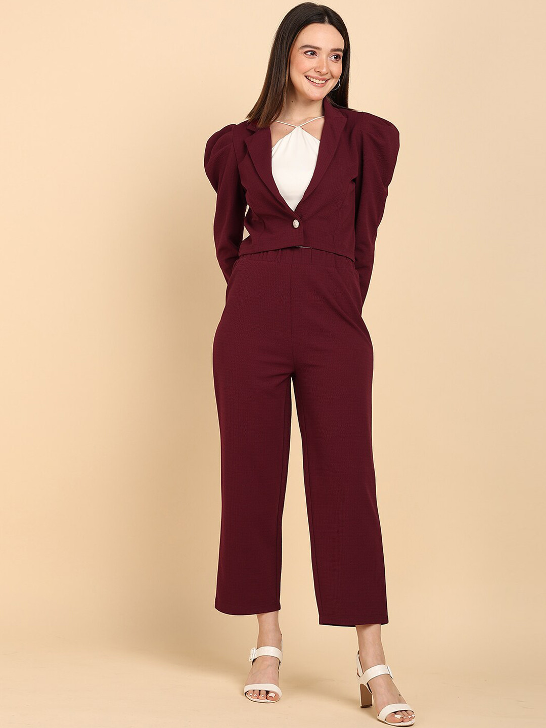 Mast & Harbour Textured Notched Lapel Coat & Trousers
