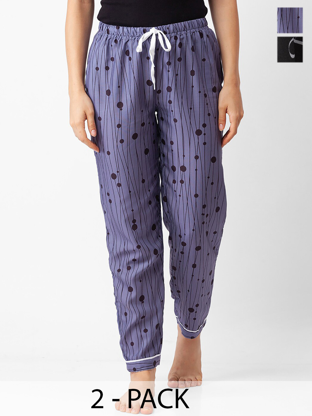 NOIRA Women Pack Of 2 Printed Lounge Pants