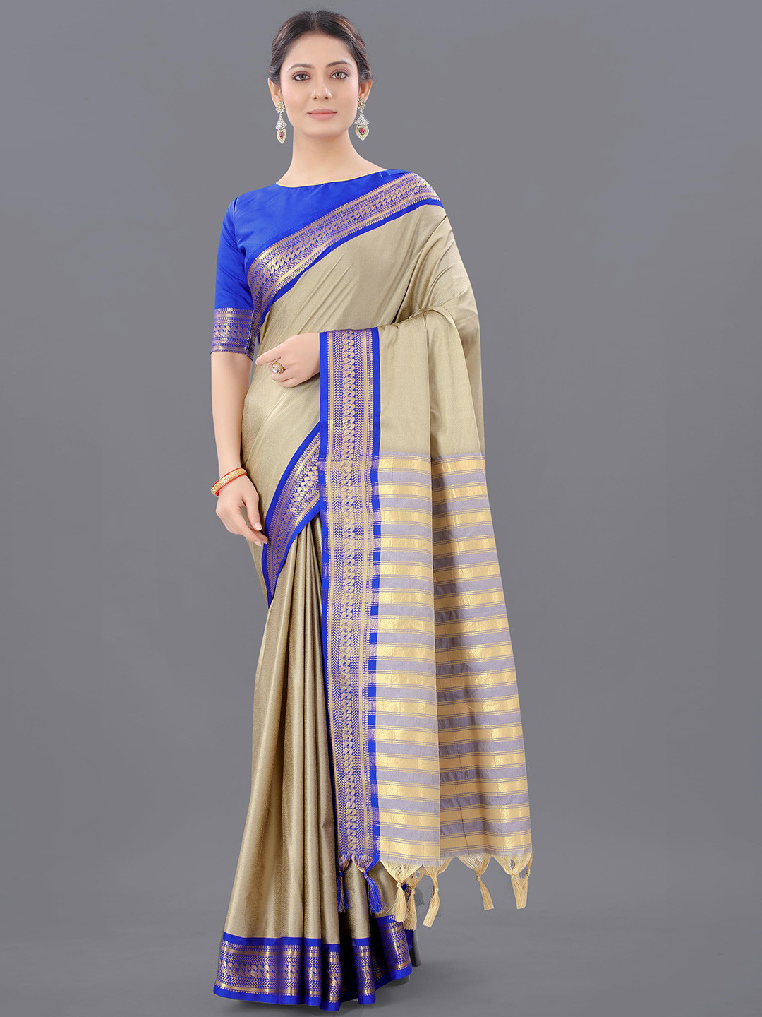 DWINI Woven Design Mysore Silk Zari Saree