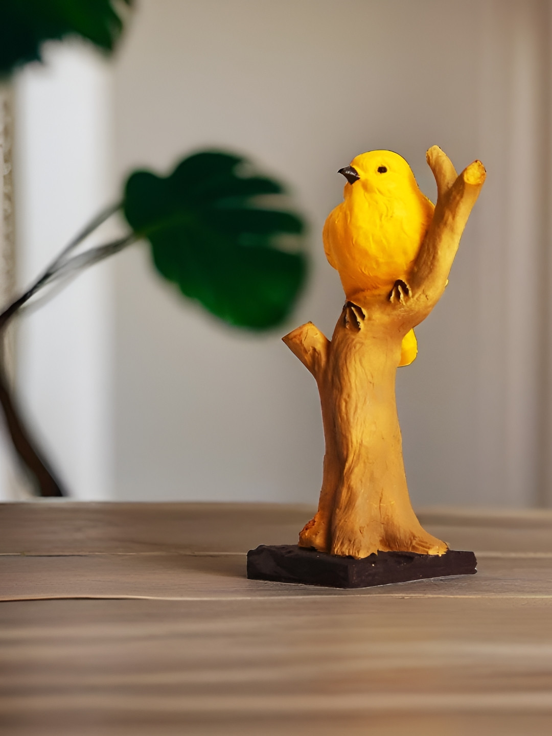 BECKON VENTURE Love Bird Yellow Polyresin Glossy Living Room Small Showpiece - 7.9 Inches