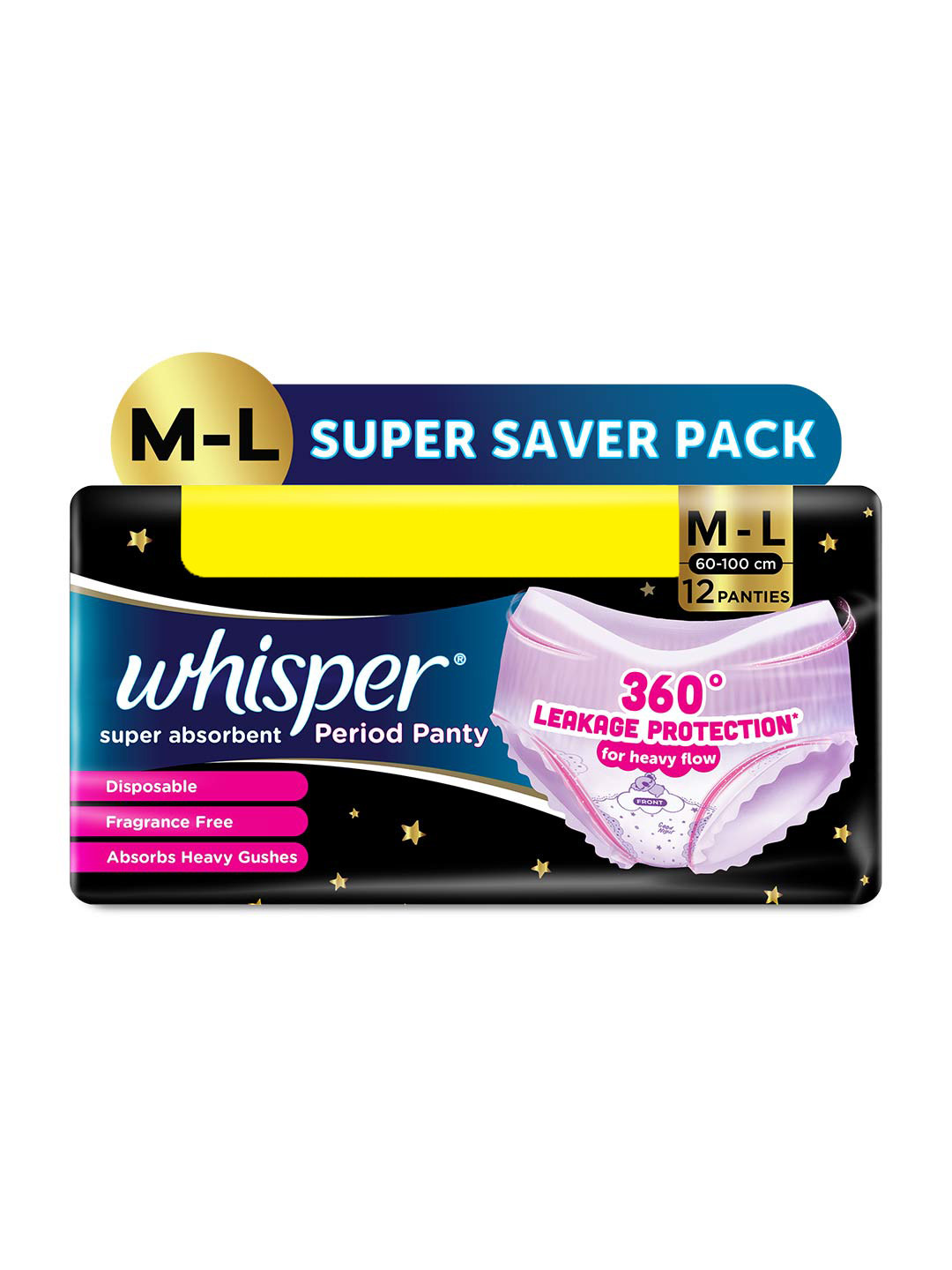 Whisper Super Absorbent Period Panty - 12 M-L Pants