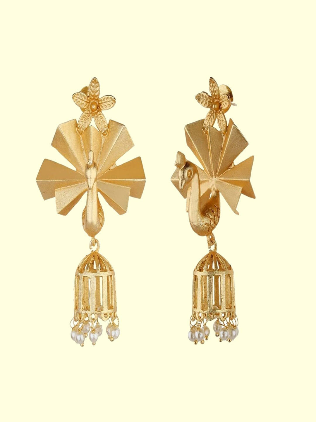 Runjhun Beaded Peacock Shaped Jhumkas