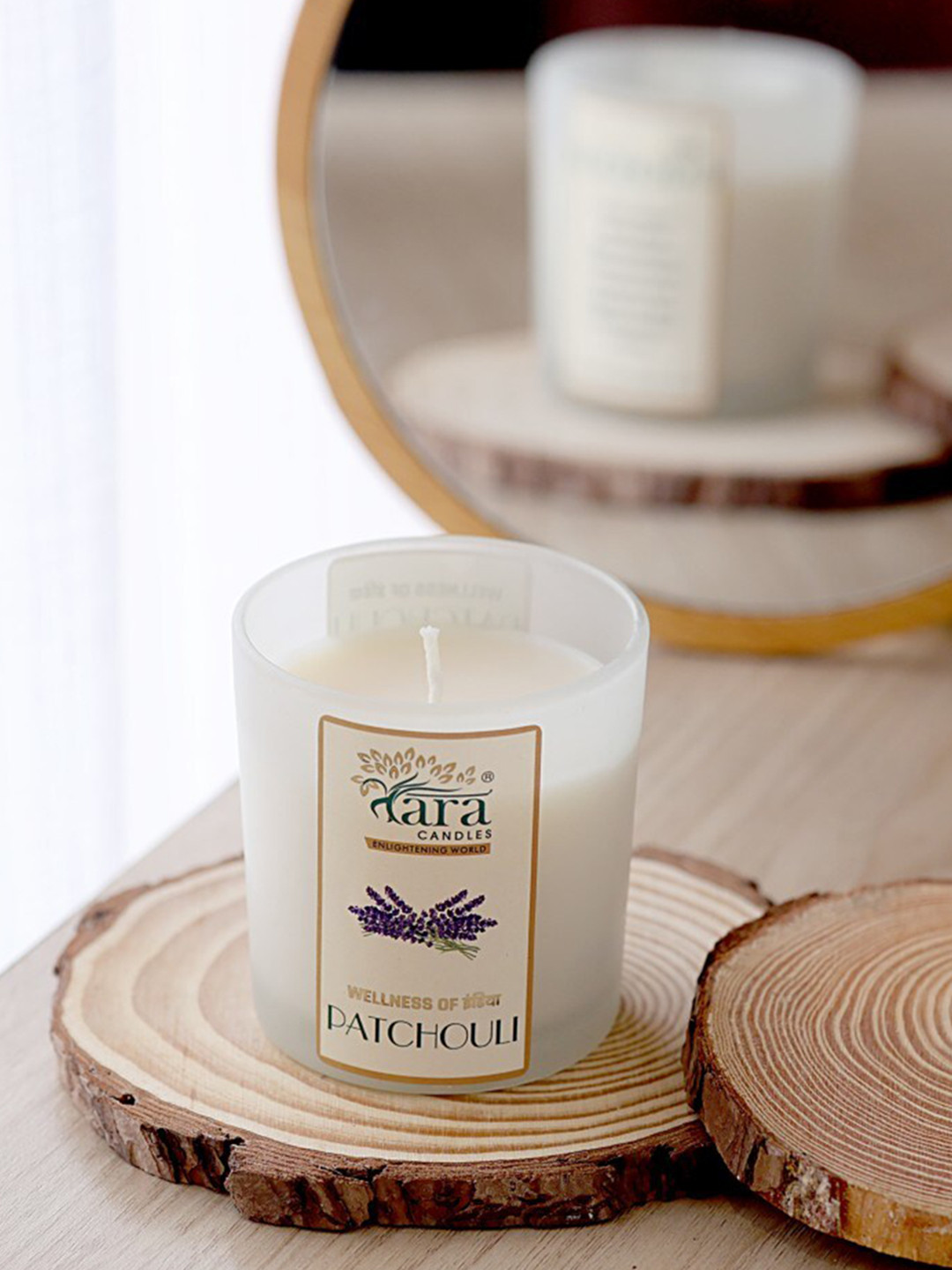Tara Enlightening World Patchouli Frosted Glass with Wooden Lid Lead-Free Wick Jar Candles