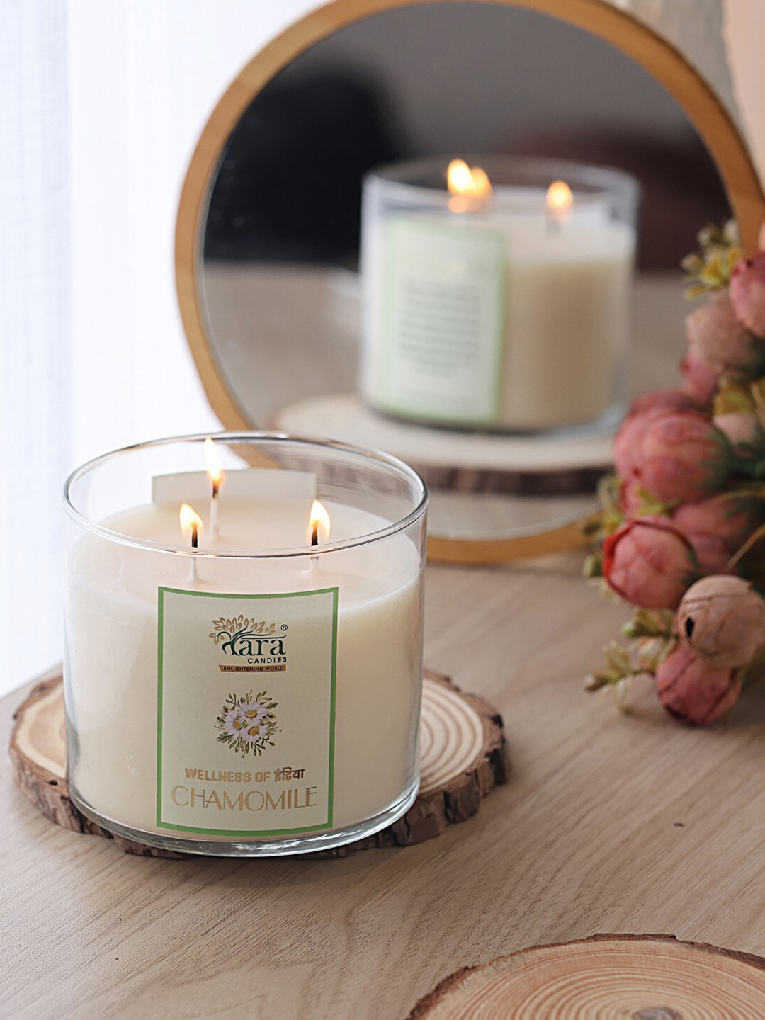 Tara Enlightening World Clear Glass with Chrome Finish Lid 3 Wick Chamoline Jar Candles