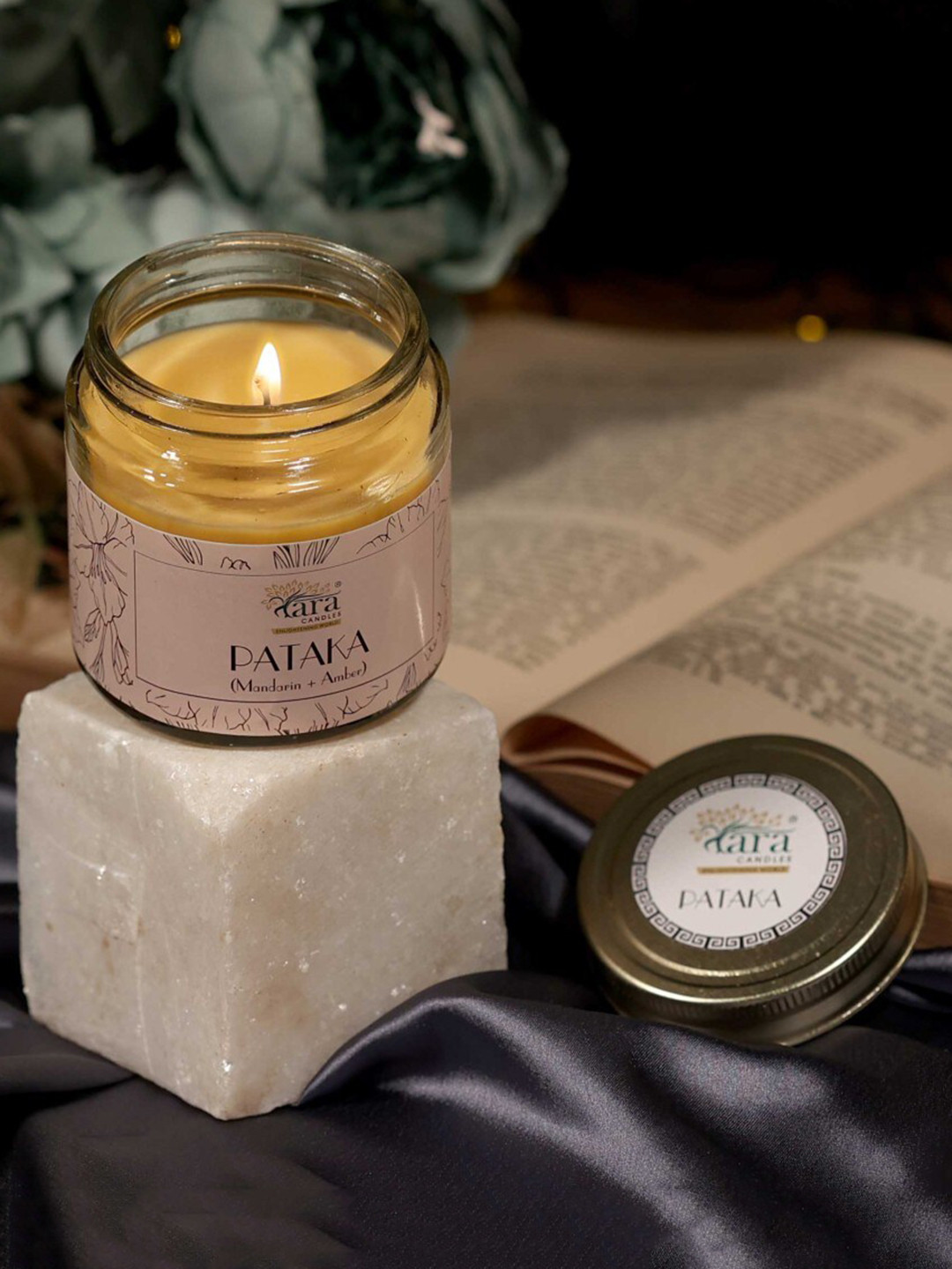 Tara Enlightening World Pataka Container Screw lid Mandarin and Amber Solid Jar Candles