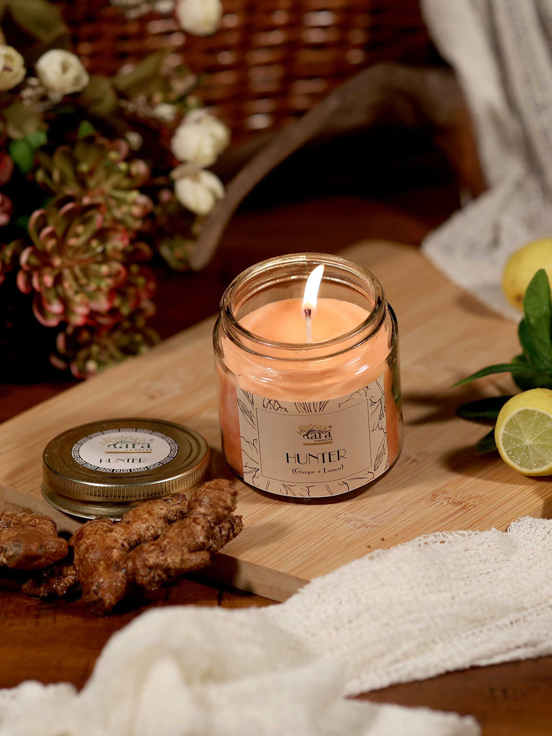 Tara Enlightening World Hunter Container Screw lid Ginger, Lemon Solid Jar Candles