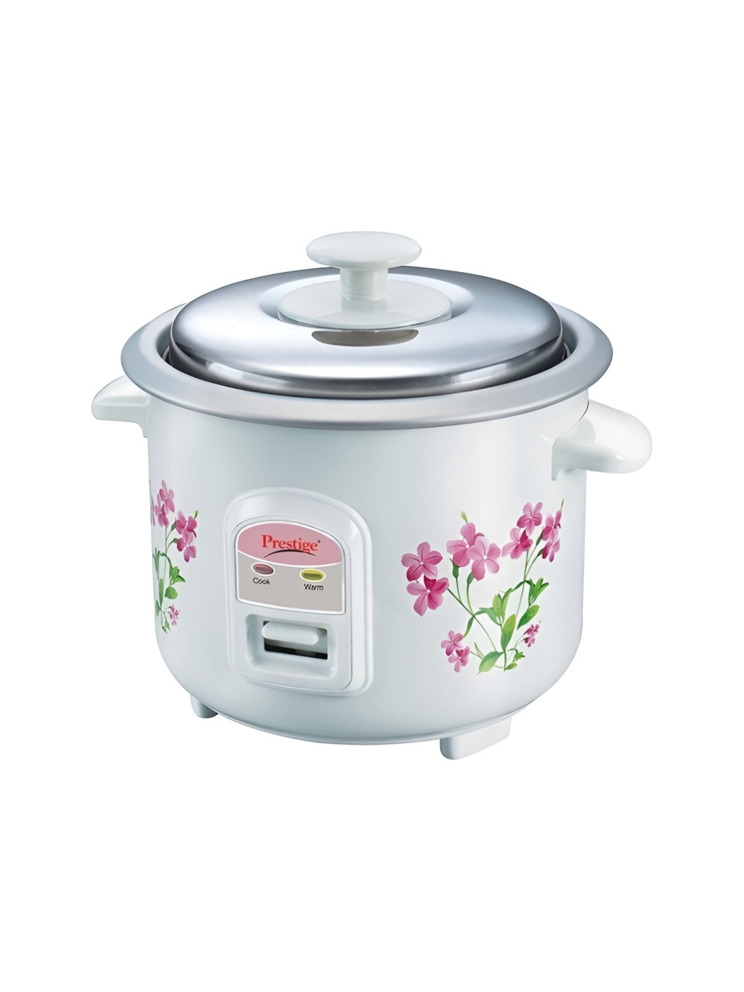 Prestige Delight PRWO White Printed Aluminium 230W Electric Rice Cooker With Fit Lid 0.6 L