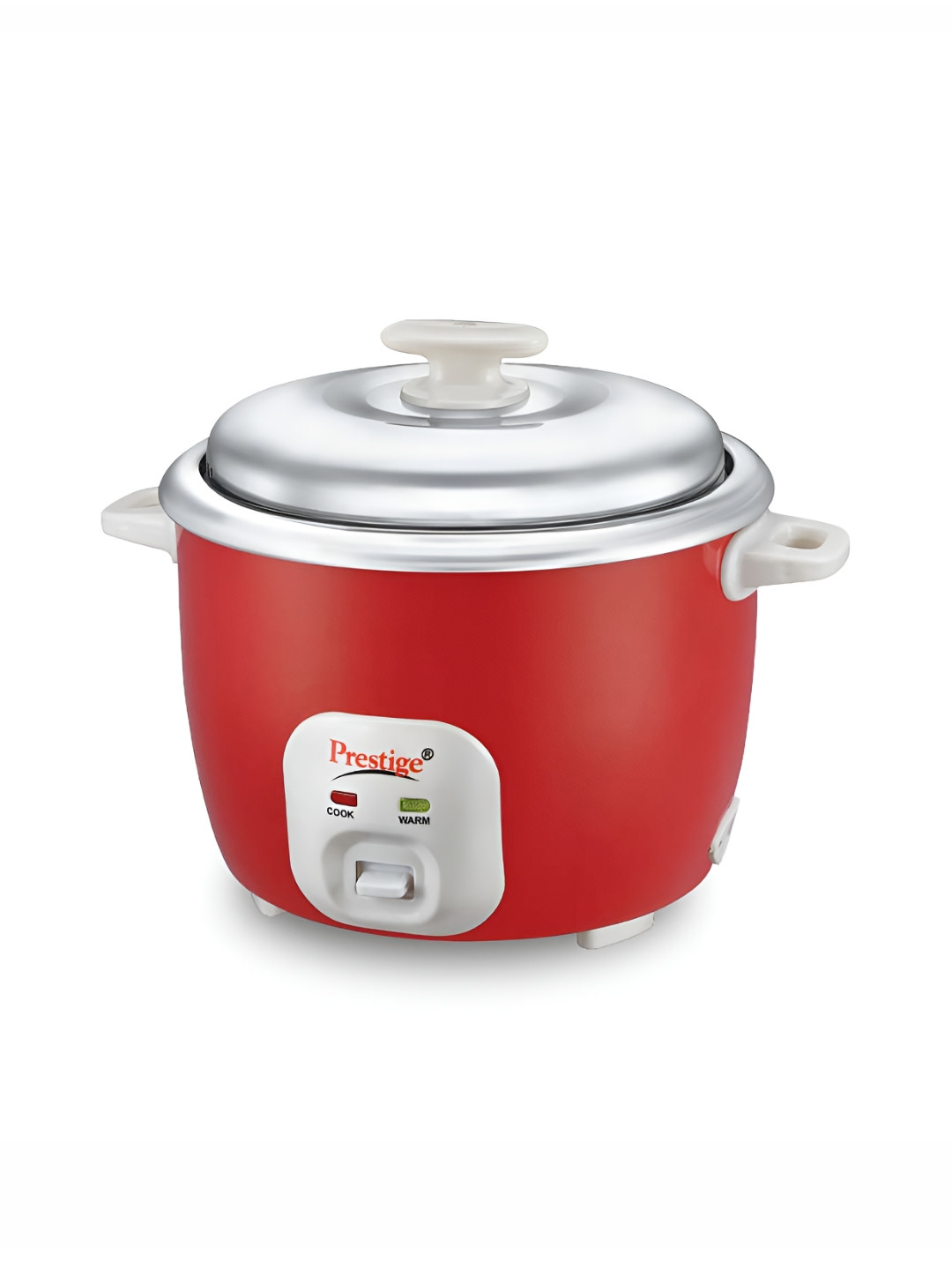Prestige Delight Cute Red Aluminium 230W Electric Rice Cooker With Fit Lid 1.8L