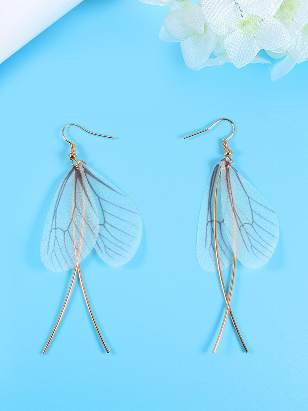 MYKI Stainless Steel Gold-Plated Drop Earrings