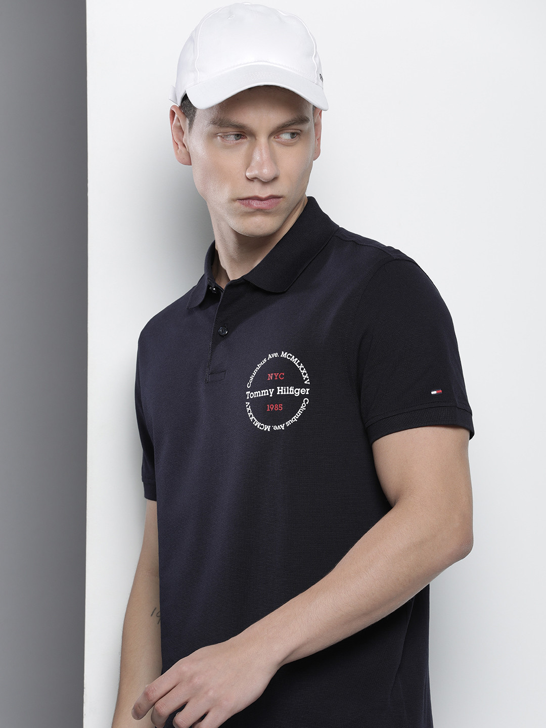 Tommy Hilfiger Brand Logo Printed Polo Collar Pure Cotton T-shirt