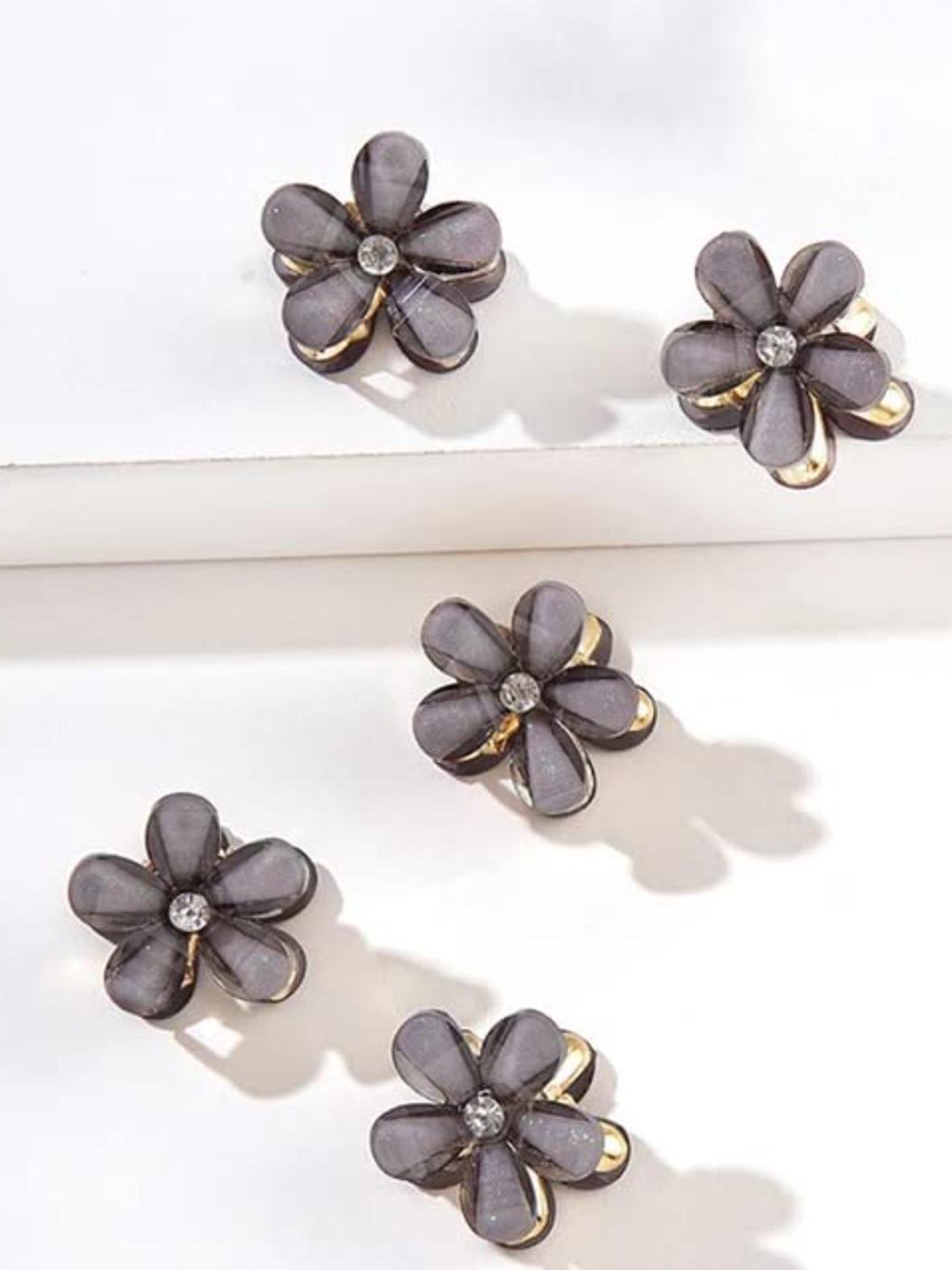 DN Creation Assorted Set Of 10 Mini Flower Design Claw Clips