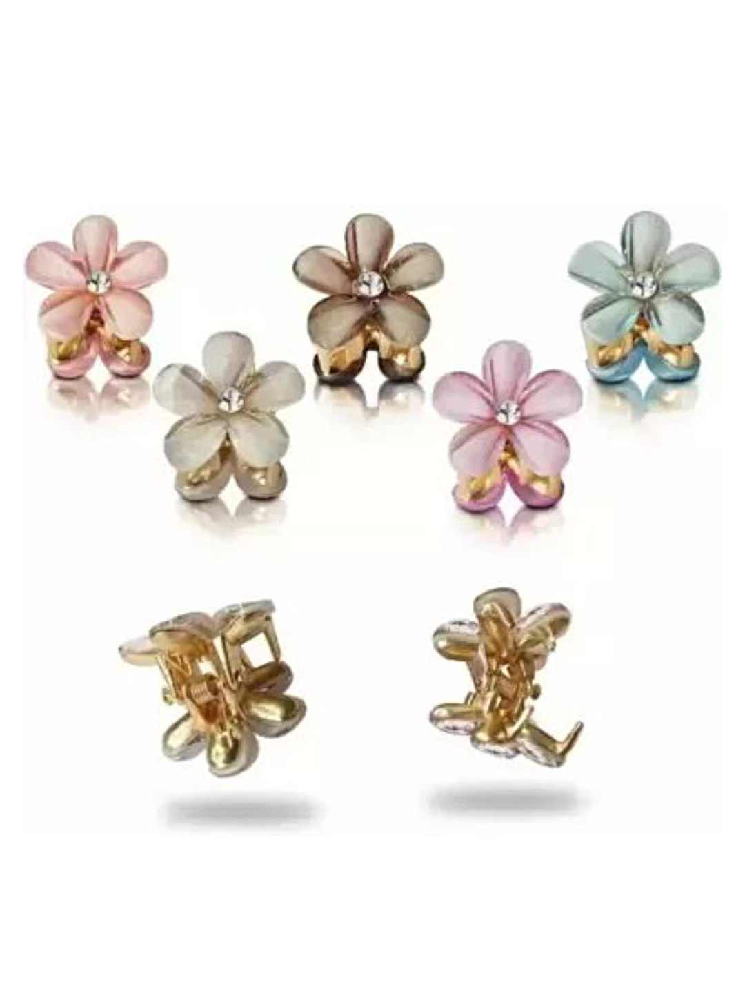DN Creation Assorted Set Of 6 Mini Flower Design Claw Clips