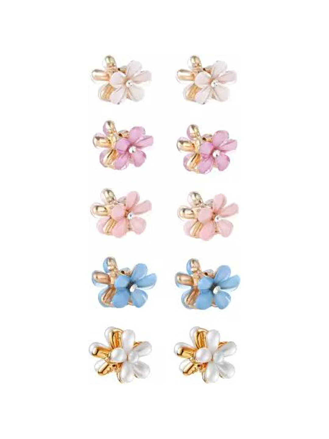 DN Creation Assorted Set Of 10 Metal Mini Flower Design Claw Clips