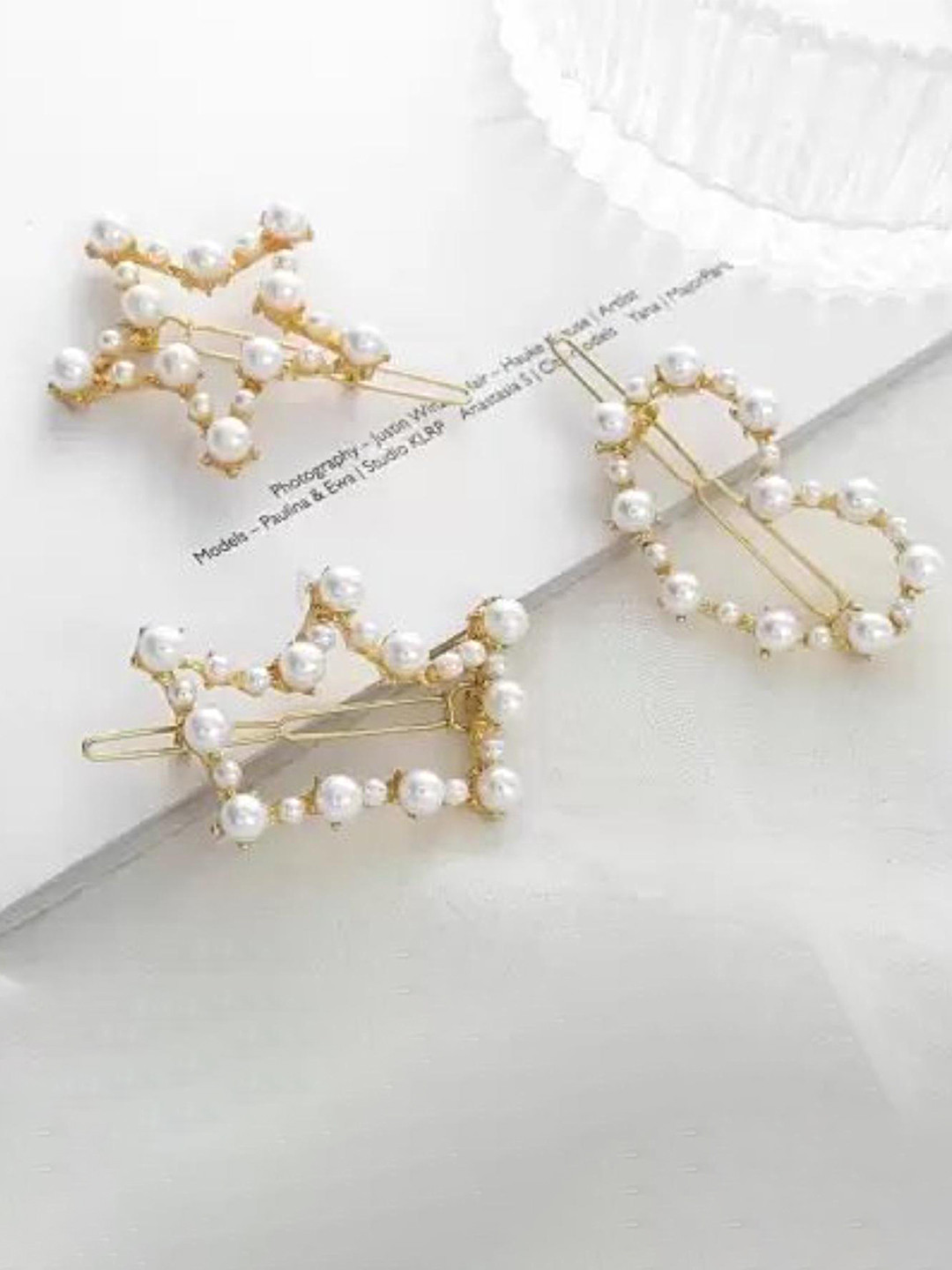 DN Creation Set Of 6 Pearl Beaded Claw Clips