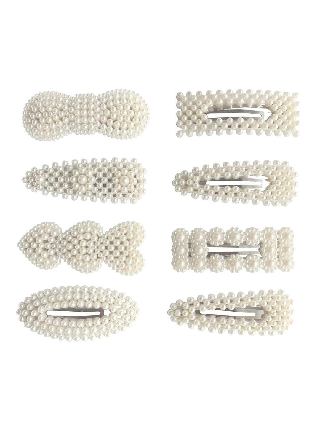 DN Creation Set of 8 Pearl Beaded Style Hair Claw Clips