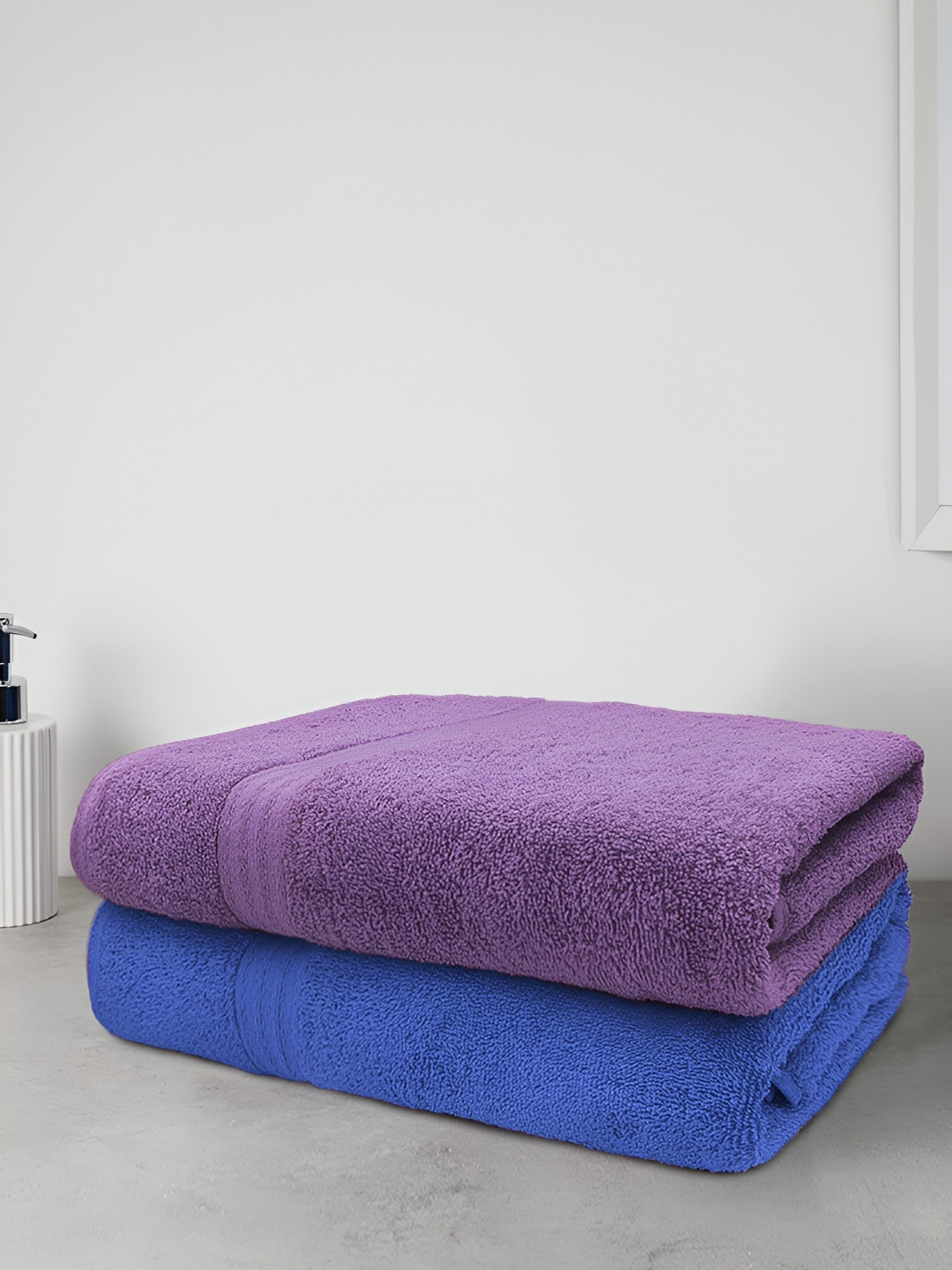 Sassoon Blue & Purple 2 Pieces Pure Cotton 500 GSM Bath Towels