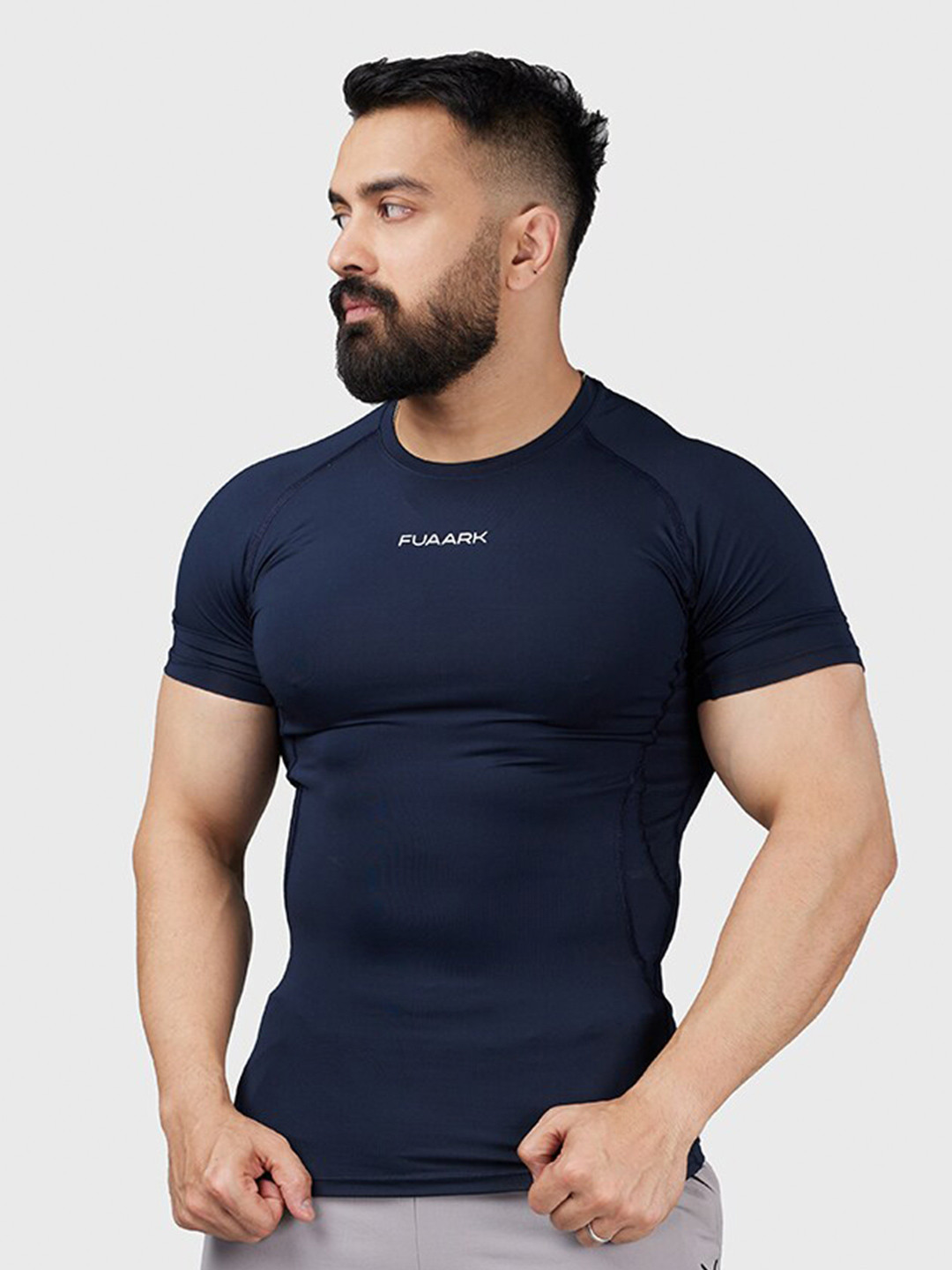 FUAARK Round Neck Raglan Sleeves Moisture Wicking Compression T-shirt