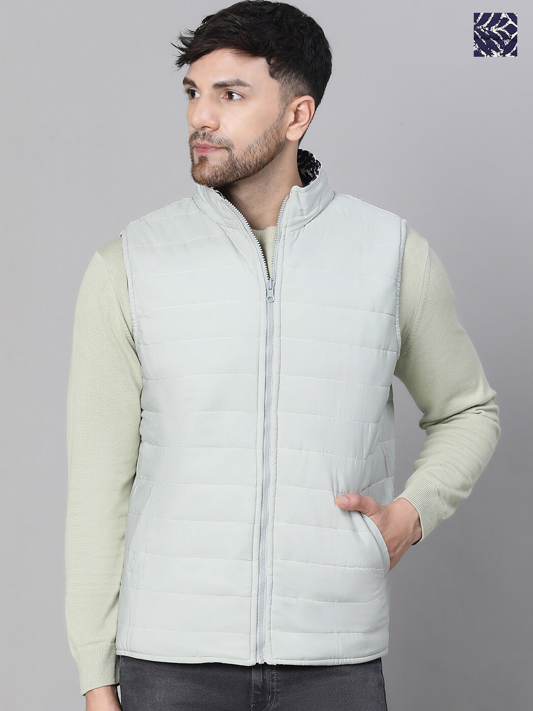 Oxolloxo Floral Printed Reversible Sleeveless Cycling Puffer Jacket