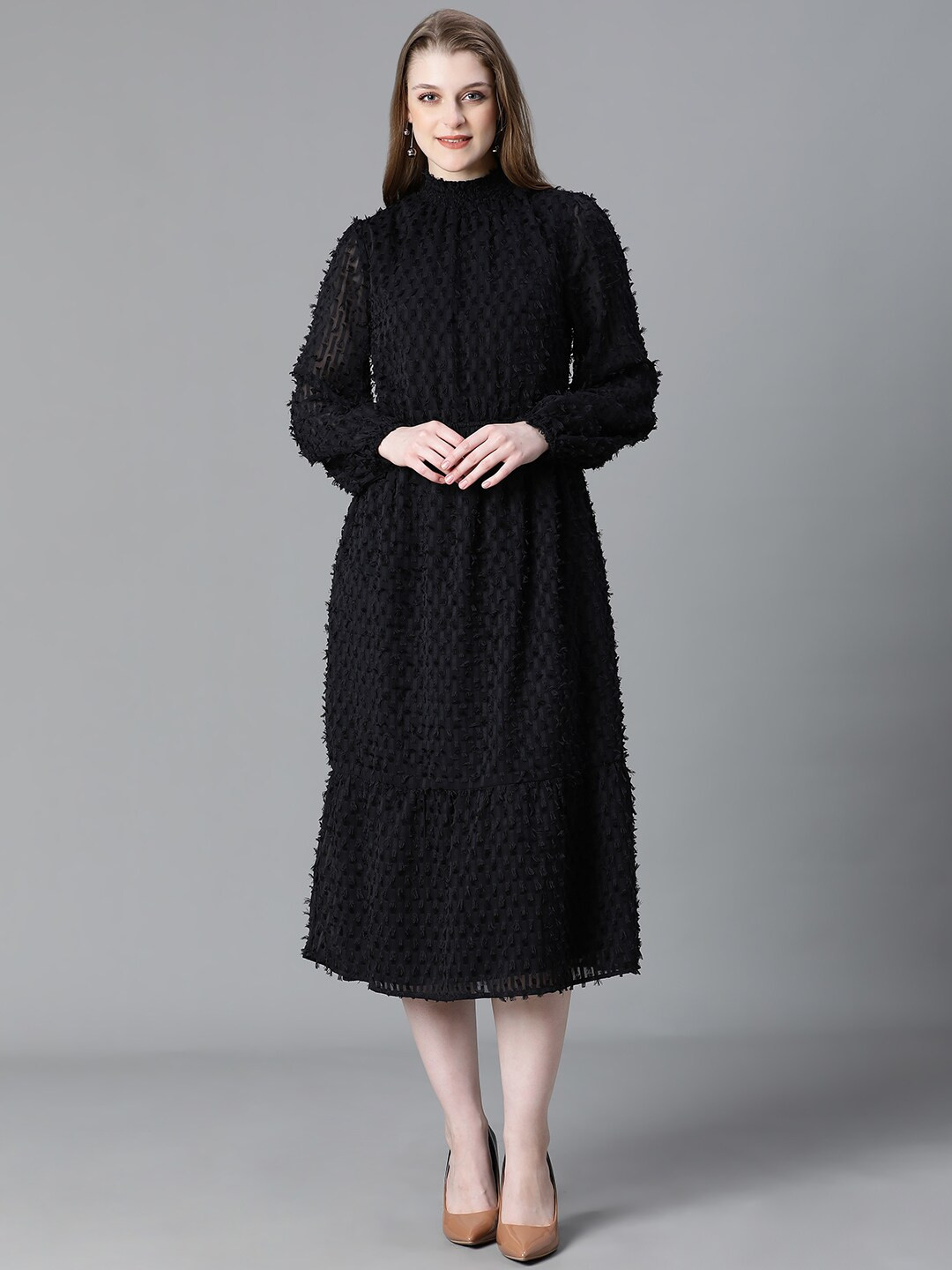 Oxolloxo Self Design High Neck Dress