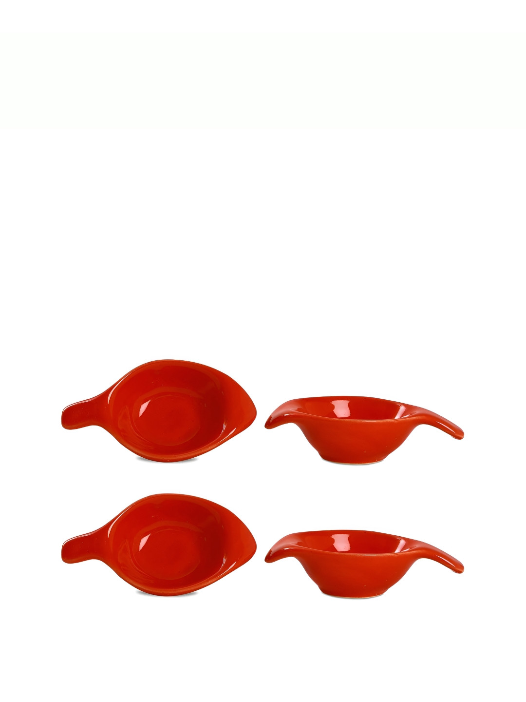 caffeine Red 4 Pieces Textured Ceramic Microwave Safe Dip Bowls  50 Ml
