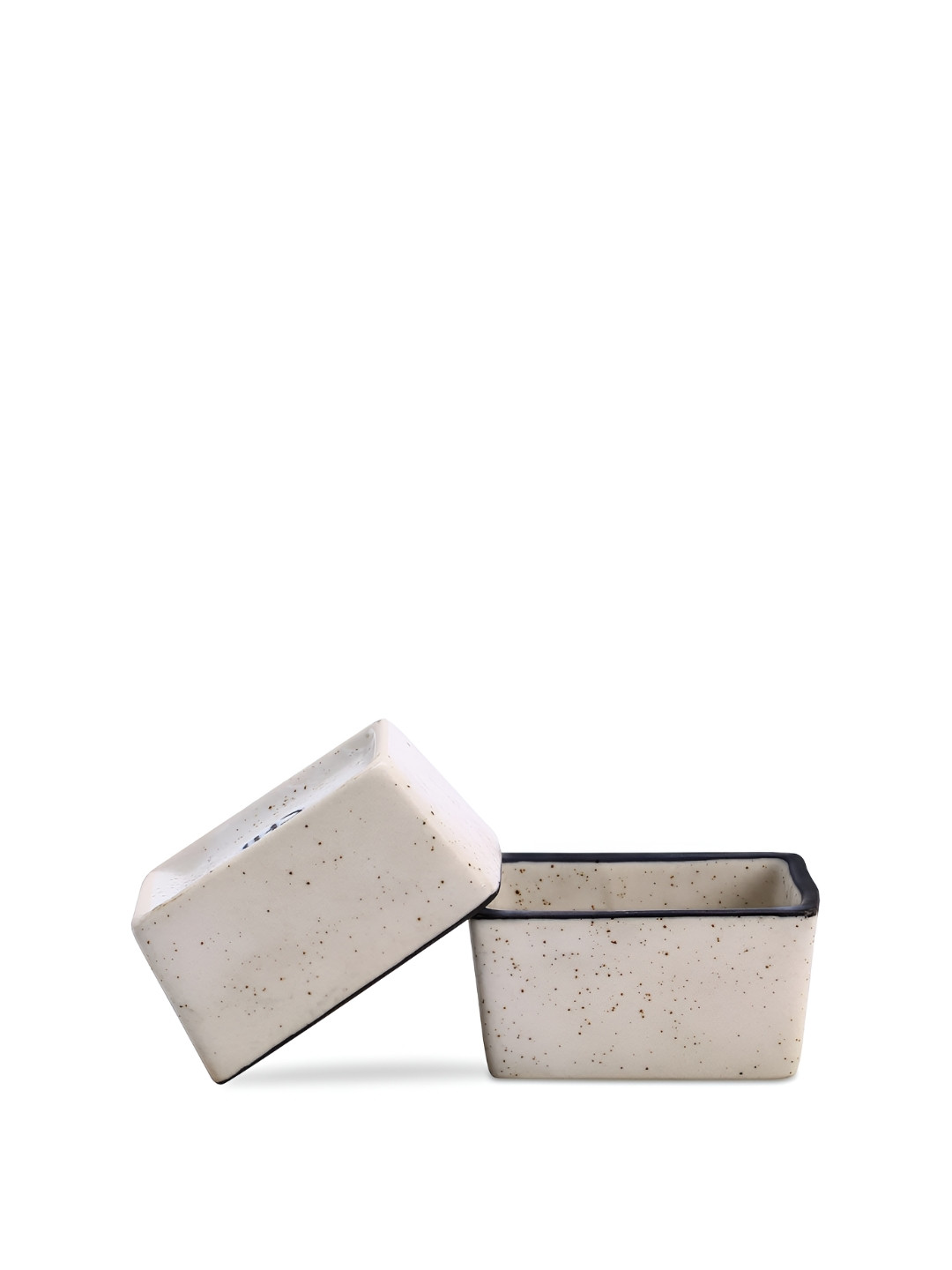 caffeine Cream & Black 2 Pieces Ceramic Microwave Safe Dip Bowls