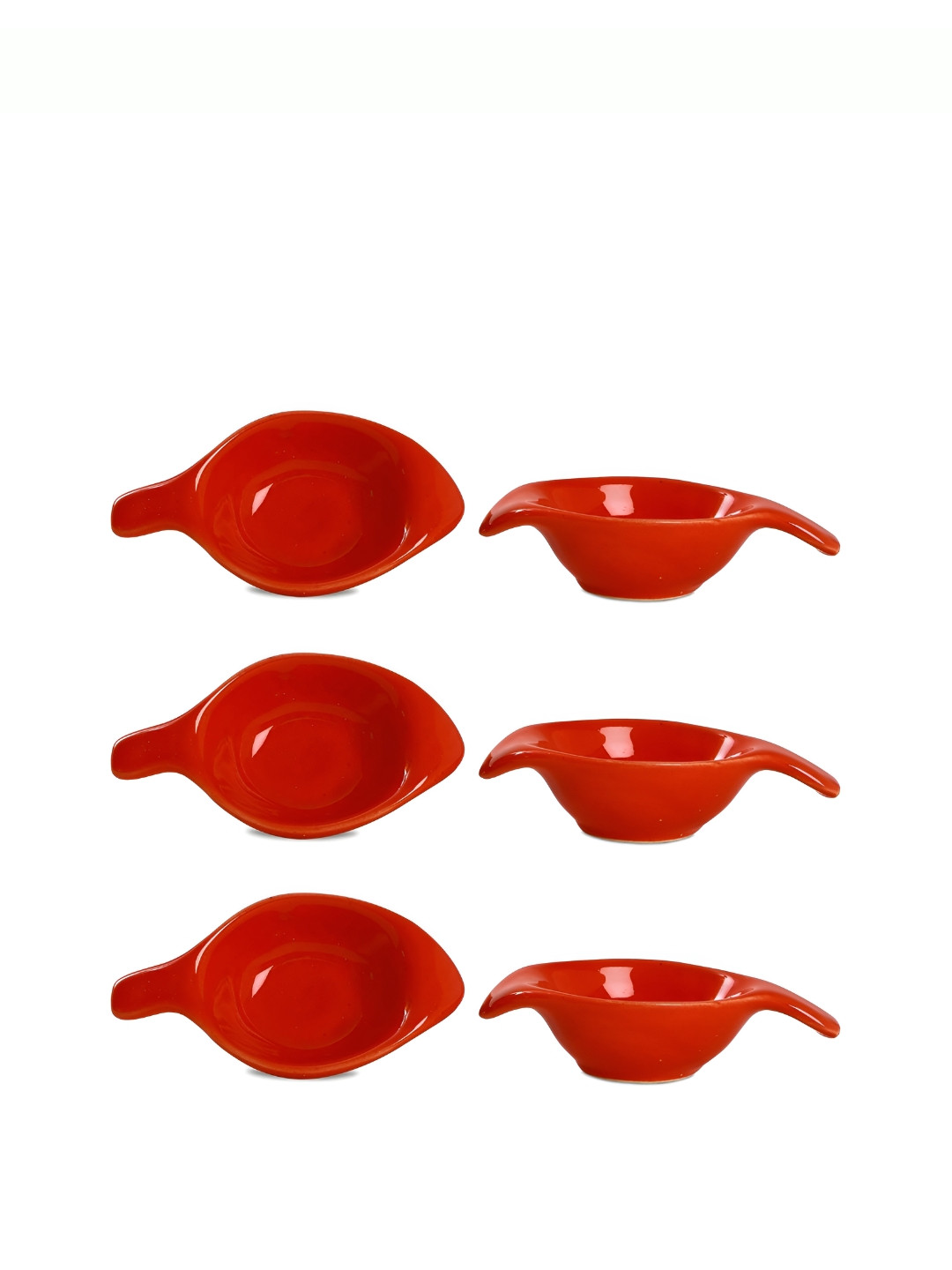 caffeine Red 6 Pieces Ceramic Microwave Safe Glossy Dip and Sauce