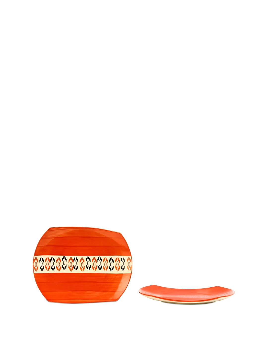 caffeine Red 2 Pieces Ceramic Microwave Safe Snack Plates