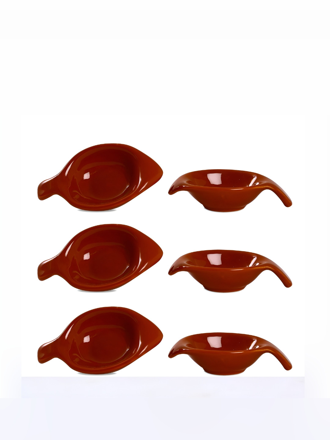 caffeine Brown 6 Pieces Ceramic Microwave Safe Dip and Sauce