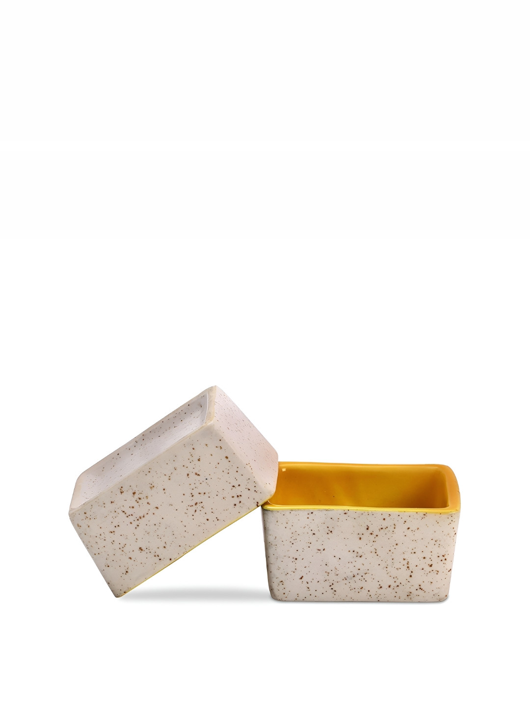 caffeine Yellow 2 Pieces Ceramic Microwave Safe Matte Dip & Sauce