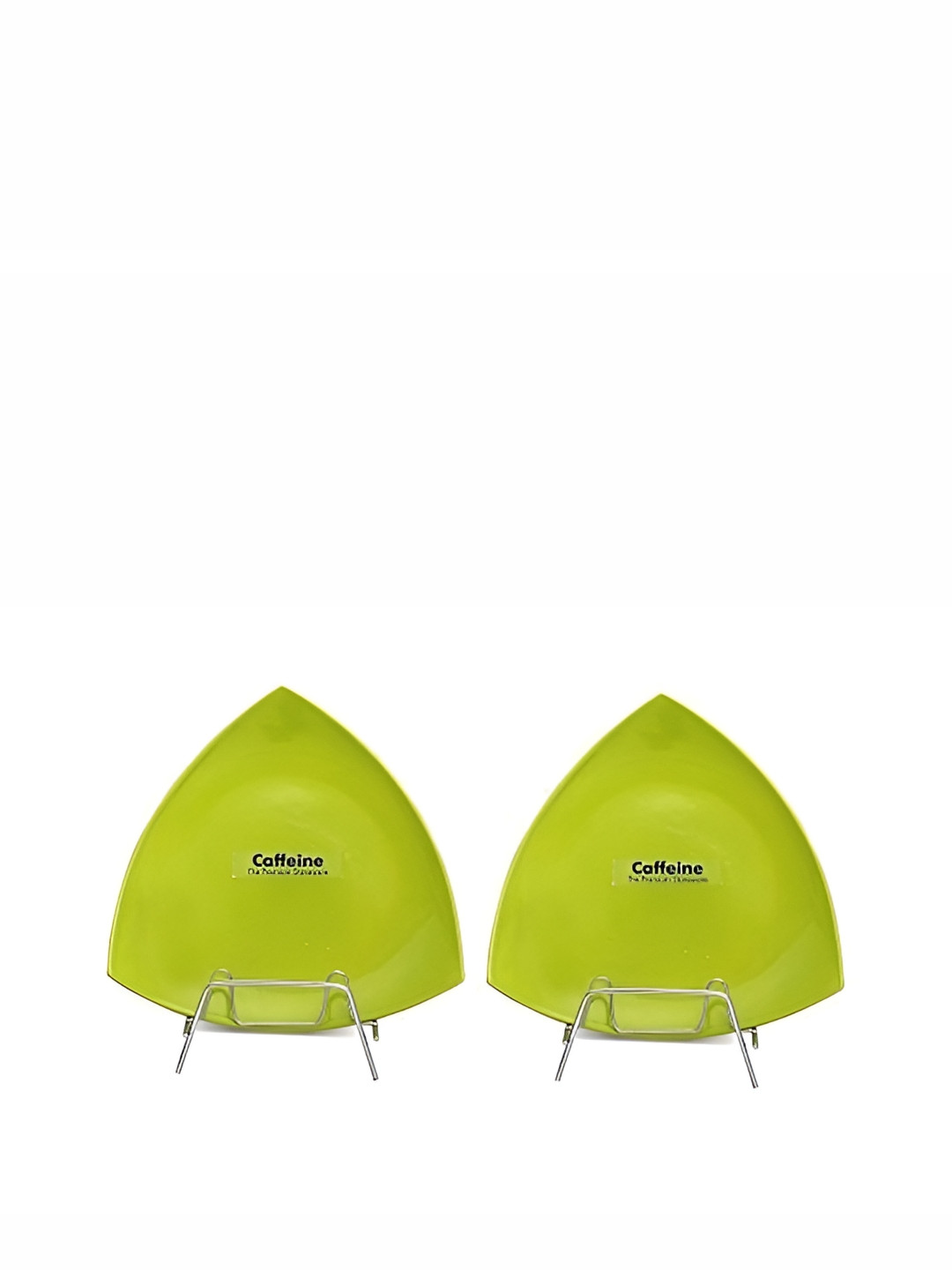 caffeine Green 2 Pieces Ceramic Microwave Safe Triangle Snack Plates