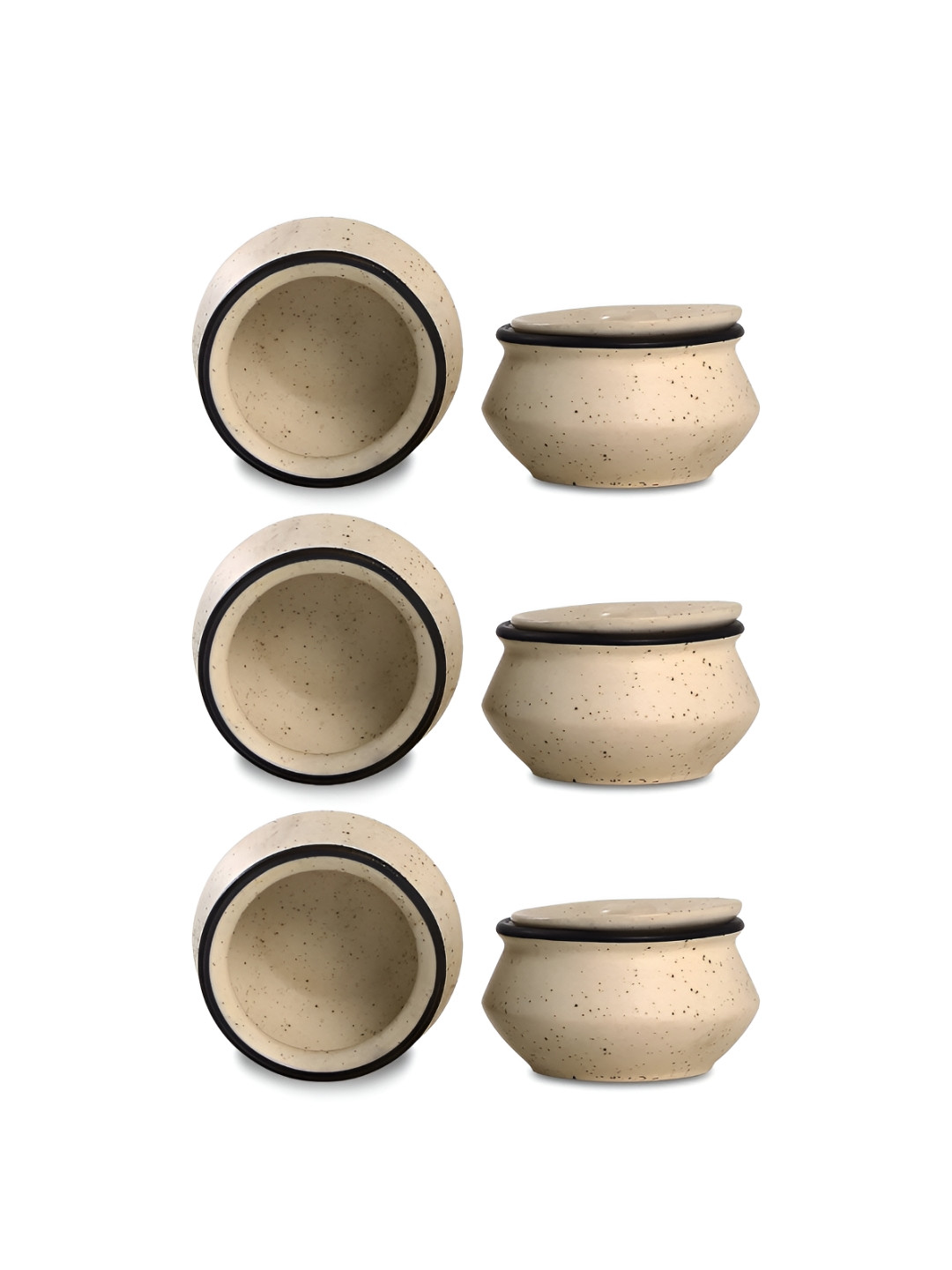 caffeine White & Black 6 Pieces Ceramic Microwave Safe Dip and Sauce