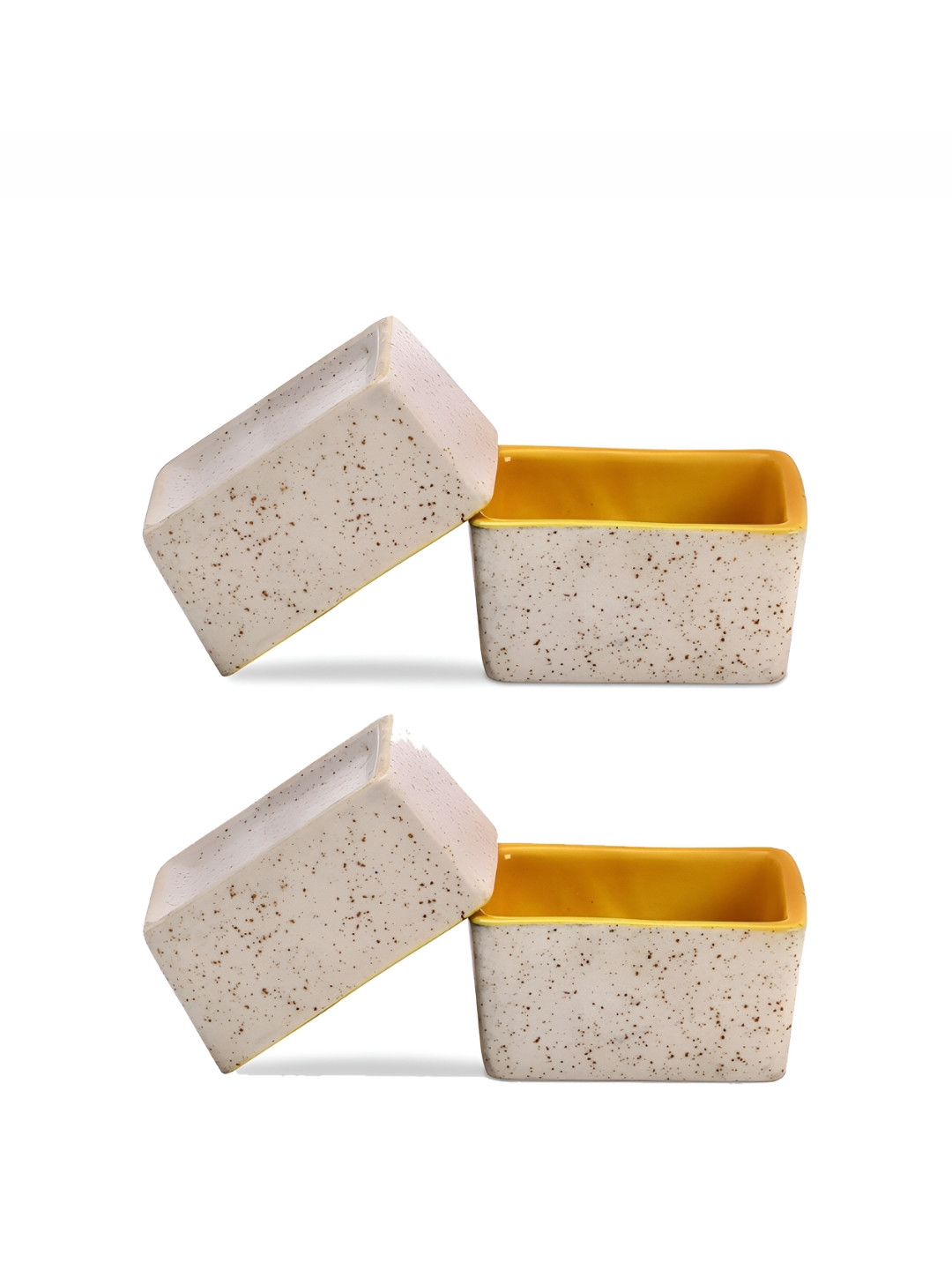 caffeine Yellow 4 Pieces Ceramic Matte Microwave Safe Dip & Sauce