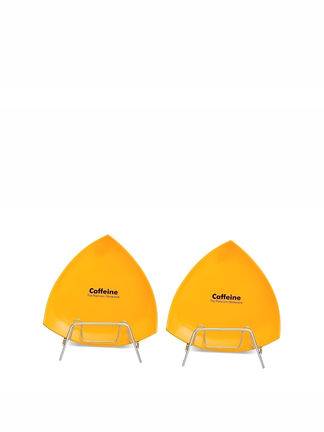 caffeine Yellow 2 Pieces Ceramic Microwave Safe Triangle Snack Plates